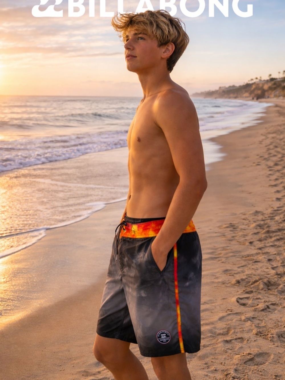 Billabong Phantom Board Shorts (Tie-Dye Waist / Black Base)